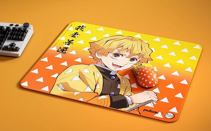 PulsarGamingGears x Demon Slayer - eS2 Esports Professional Level Gaming Mouse Pad/Mat 3mm Thickness Anti-Slip Base Anti-Fray Precision Stitching 19.3in x 16.5in (XL Zenitsu)