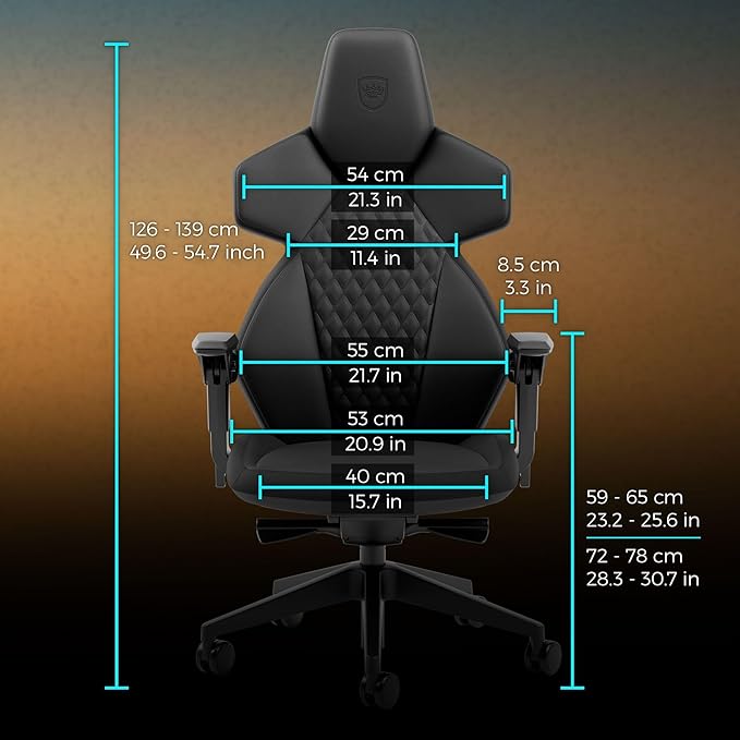 noblechairs Dawn Gaming Chair-Black - Ergonomic Desk Chair with Folding Armrests Synchronous Mechanism Faux Leather Cover Lumbar Support Universal Wheels