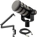 Rode PodMic Cardioid Dynamic Broadcast Microphone with Lowpro Microphone Boom Arm and XLR Cable