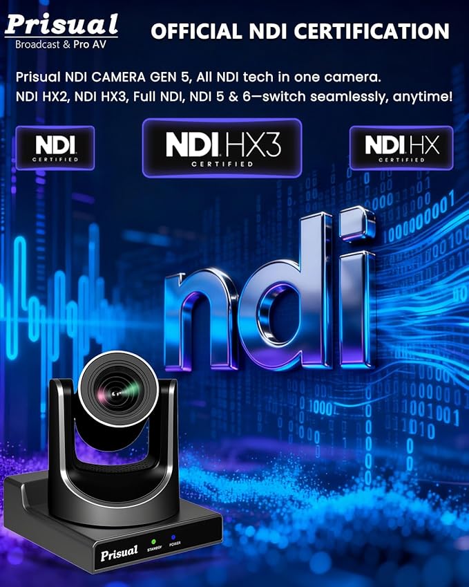 NDI PTZ Camera Gen 5 30X Optical Zoom AI Auto Tracking 3G-SDI USB LAN PoE HDMI PTZ Camera for Church Broadcast Education Events (Official NDI 6 &amp NDI HX3 Certified) TEM-30N PRO