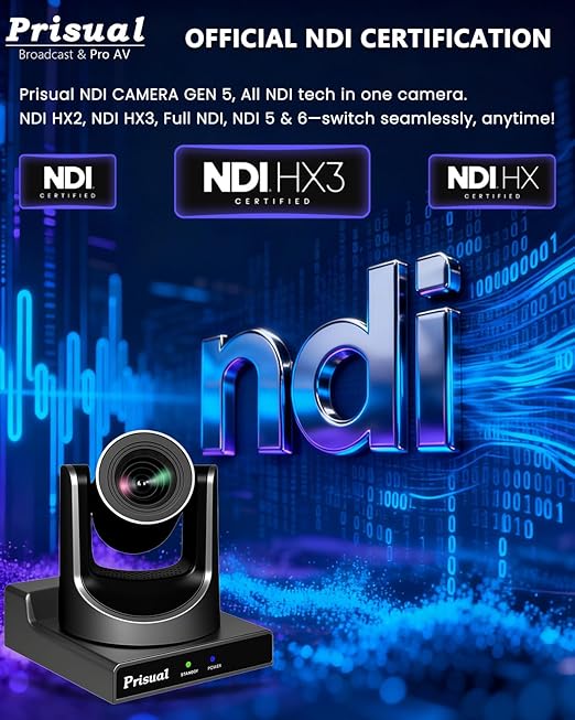 Prisual NDI PTZ Camera System Gen 5 30X Optical Zoom NDI 6 &amp NDI HX3 Certified AI Auto Tracking PoE HDMI Bundle PTZ for Church WorshipNDI PTZ Controller (NDI PTZ Bundle TEM-30N PRO+TEM-JOY1)