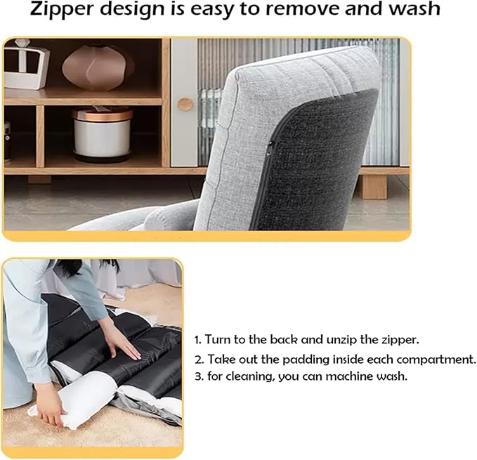 Lazy Sofa Floor Chair 5 Gears Adjustable High Back Technology Cloth Fabric Lounge Chair for Adults Video Gaming Perfect for Meditation Reading (Color : Gray)