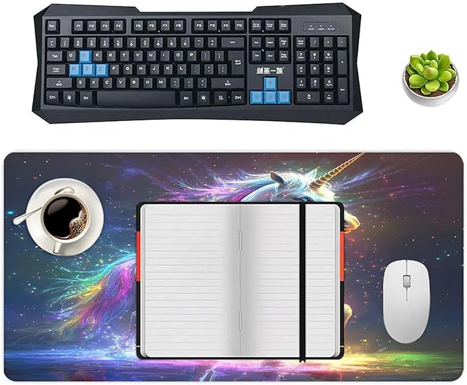XXL Gaming Mouse Pad Animal Cute Unicorn XXL Gaming Mouse Pad Large Desk Mat Protector for Desktop Anti-Slip Rubber Extended Computer Keyboard Mat Writing Pad for Work Office 15.7 * 35.4 inB-397