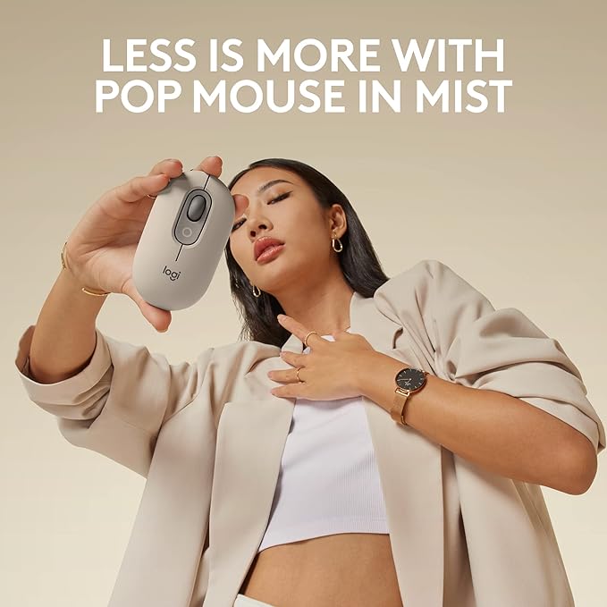 Logitech POP Mouse Wireless Mouse with Customizable Emojis SilentTouch Technology Precision/Speed Scroll Compact Design Bluetooth Multi-Device OS Compatible - Mist