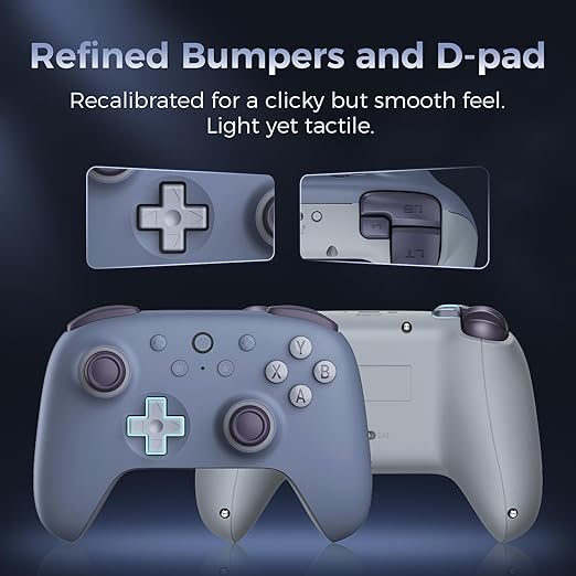 AKNES 8Bitdo Ultimate 2C Wireless 2.4G Controller for Windows PC and Android Gamepad with Hall Effect Joysticks and Hall Triggers 1000Hz Polling Rate Remappable L4/R4 Bumpers - Blueberry