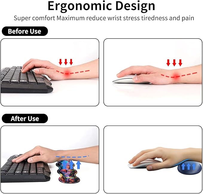 XXL Gaming Mouse Pad Set 31.5x11.8 Large Desk Mat with Keyboard Wrist Rest and Mouse Wrist Cushion Ergonomic Office Mouse Pad for Home &amp Work Non-Slip Extended Desk Pad Beautiful Mushrooms