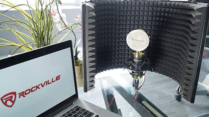 Rockville RCM02 Pro Studio Condenser Microphone Cardioid Pattern All-Aluminum Chassis with Steel Basket Dual Connectivity XLR and 3.5mm Shock Mount Cables for Recording and Podcasting