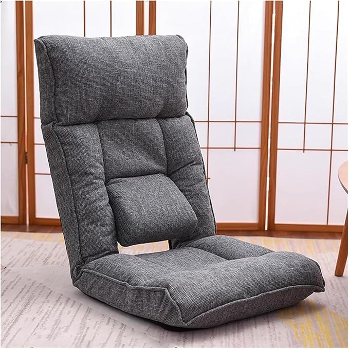 ELEFOCUS Folding Indoor Chaise Lounge Sofa Chair with Lumbar Support - Comfy Recliner Sleeper for Bedroom Gaming Working(Gray-1)