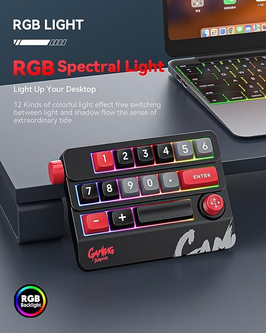 Numeric Mechanical Keyboard with Right Joystick One Handed Keyboard Fully Programmable for Knobs and Keys Rocker Knobs for OSU Keypad Hotswap Keypad with RGB