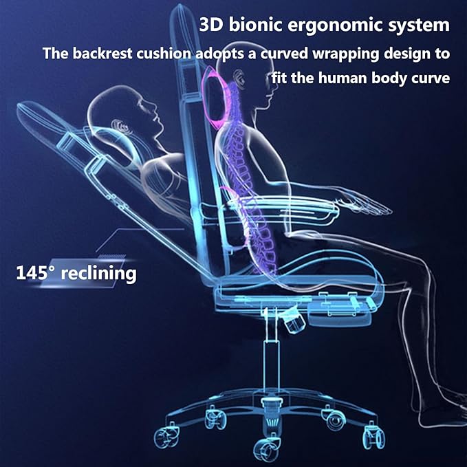 Gaming Chair Office Chair High-back Ergonomic Video Game Chairs with Footrest and Lumbar Support Height Adjustable Racing Style Computer Chair with Swivel Seat and HeadrestOne Size Black