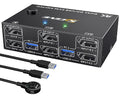 8K Displayport KVM Switch 2 Monitors 2 Computers 8K@30Hz 4K@144HzMLEEDA Dual Monitor KVM Switches with 4 USB 3.0 Ports for Keyboard Mouse USB PeripheralsWired Remote and 2 USB Cables Included