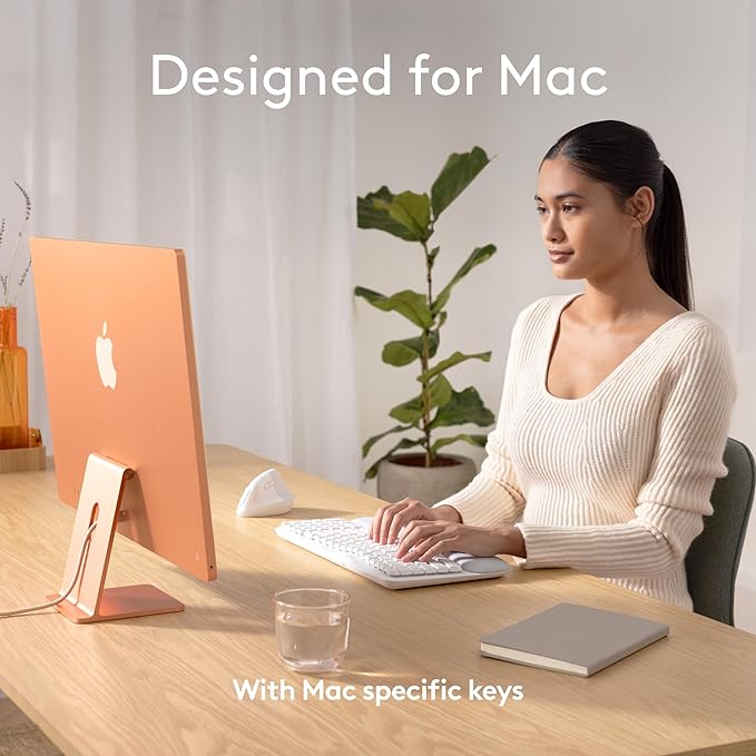 Logitech Wave Keys for Mac Wireless Ergonomic Keyboard with Cushioned Palm Rest Comfortable Natural Typing Bluetooth Keyboard Easy-Switch Optimized for Mac Apple iPad - Off White