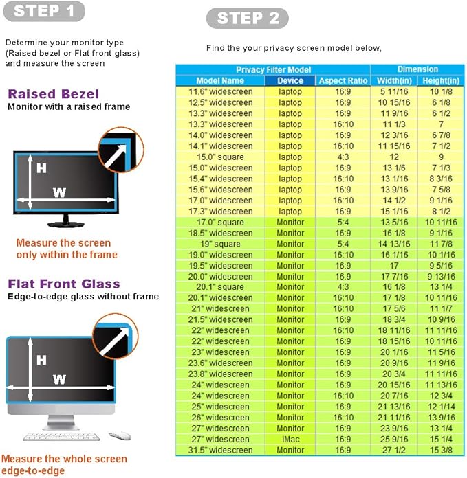 21.5 Inch - 16:9 Aspect Ratio - Computer Privacy Screen Filter for Widescreen Monitor - Anti-Glare - Anti-Scratch Protector Film - Protects Your Eyes from Harmful Glare and Blue Light
