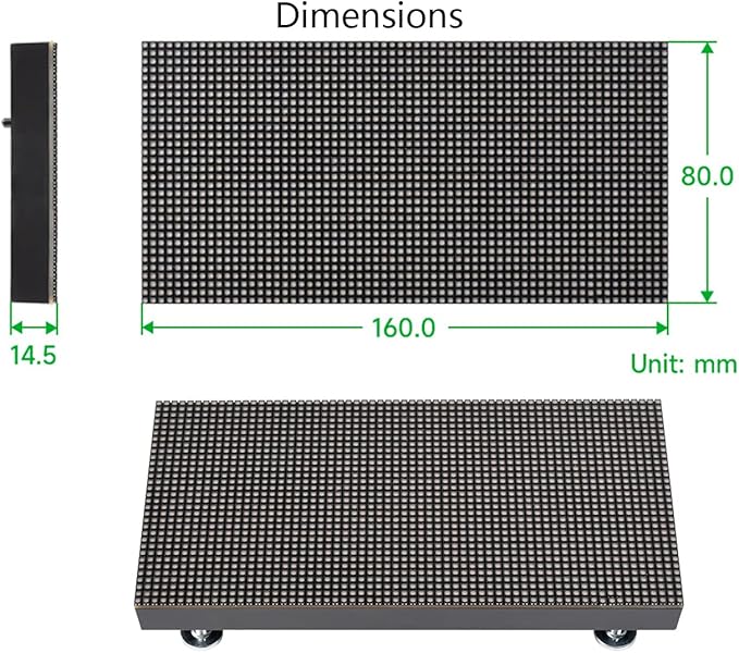 RGB Full-Color LED Matrix Panel 64x32 Pixels 2.5mm Pitch 2048 Individual RGB LEDs Adjustable Brightness Support Raspberry Pi/Raspberry Pi Pico/ESP32/Ardu Display Text Colorful Image/Animation