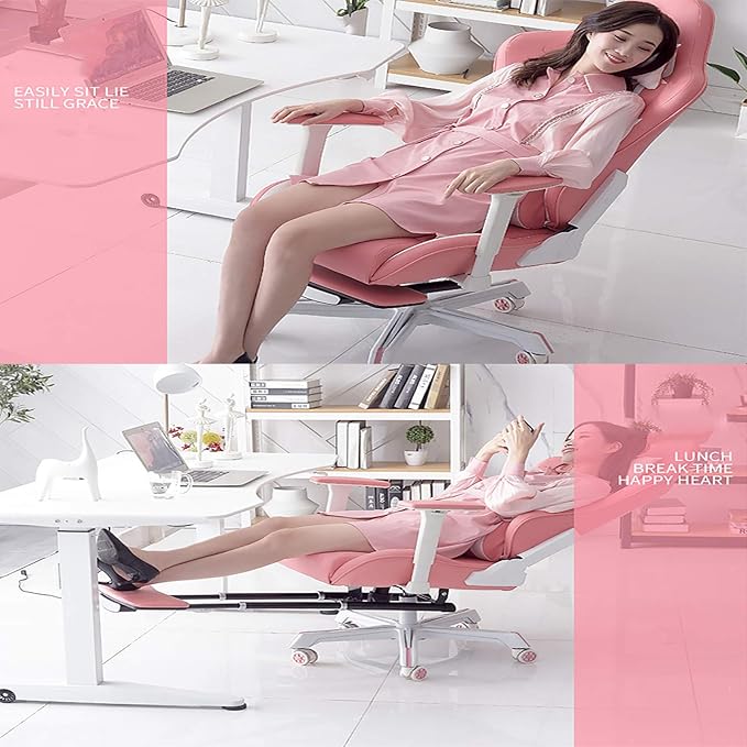 Office Chair Gaming Chair Computer Chair PU Leather Gaming Chair with Footrest and HeadrestHigh Back Adjustable E-Sports Swivel Chair ReclinerRacing Office Computer Chair Andrgonomic Desk