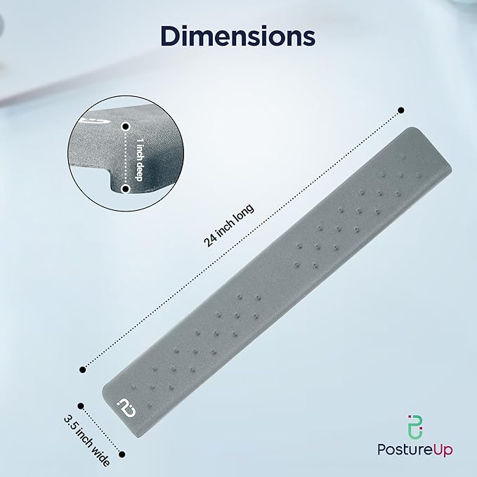 EdgeRest PostureUp L-Shaped Memory Foam Wrist Rest Ergonomic Elbow and Forearm Support for Desk Non-Slip Universal Fit Light Gray