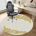 White Gold PU Leather Round Desk Chair Mat Curved Flower Lines Office Chair Mat for Hardwood Floors Premium Floor Protector Chair Mat Desk Rug for Home Office Baroque Side Frame Diameter 39.4 in