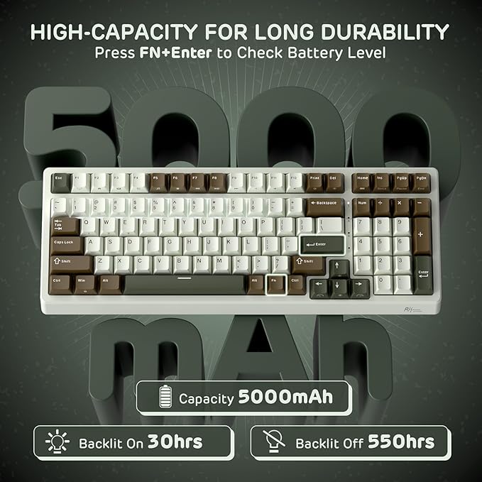 RK ROYAL KLUDGE F99 Wireless Mechanical Keyboard with Numper Pad Tri-Mode Hot Swappable 95%100 Keys Gaming Keyboard BT/2.4G/USB-C RGB Backlit Gaming Keyboard for PC/Tablet/Xbox/PS4/PS5