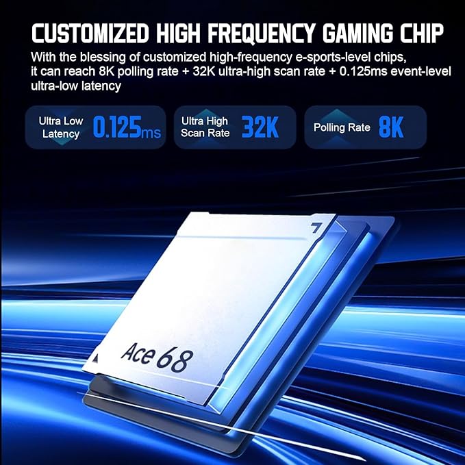 Hyekit x MCHOSE ACE 68 65% Wired Magnetic Switch Mechanical Gaming Keyboard Rapid Trigger Hall Effect Keyboard Hyper-Fast Adjustable Actuation 8K Hz Polling Rate RGB HotSwap for PC/Mac Black