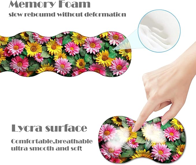 Ergonomic Keyboard Wrist Rest &amp Mouse Pad Wrist Rest SetXL Gaming Desk Mat 31.5x 11.8Non-Slip BaseMemory FoamEasy Typing Pain Relief for Office &amp HomePink and Yellow Sunflowers
