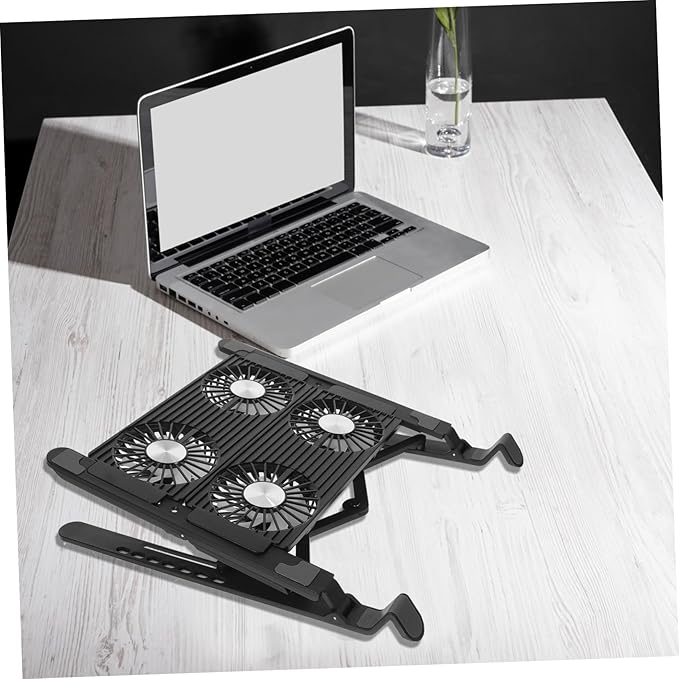 ARTIBETTER 1set Laptop Cooling Pad Adjustable Height Portable Laptop Stand for Cooling USB Powered Fan for Gaming and Office Use Compact and Design