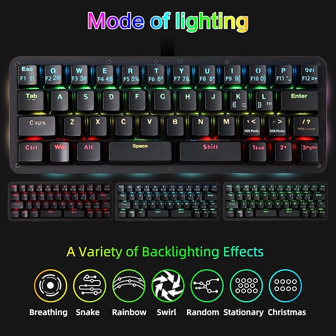 Koolertron 42-Key 40% Macaro Gaming Keyboard - Compact RGB Backlit Mechanical Keypad Hot-Swappable USB-C Programmable Mini Keyboard for PC/Mac Gamers (Fully Customizable)