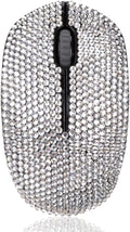 Bling Dazzling 2.4GHz Wireless Silent Mouse Covered with Rhinestone Crystal Crystallized Mouse with USB Receiver Compatible with Notebook PC Laptop Computer MacBookGreat Gift (White)