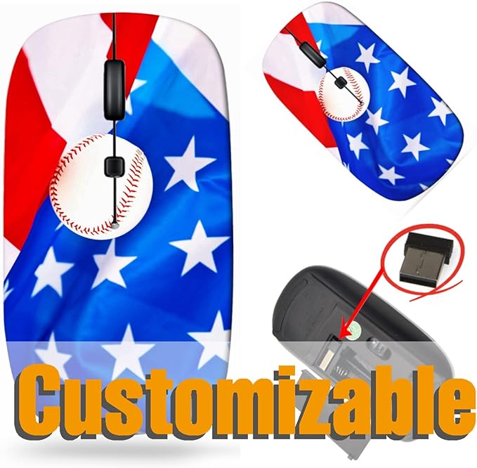 maizi Wireless Mouse for PC MacBook Computer Laptop (BYADAUa0PA_American Flag and BA_042)