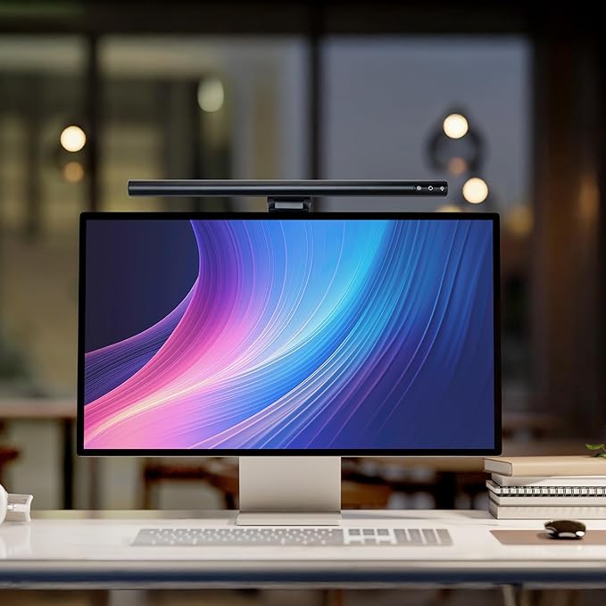 Quantum LED Computer Monitor Lamp Screen Light Bar in Black with 6ft USB-A Plug-in Cord Dimmable and 5-CCT Selectable Touch Controls