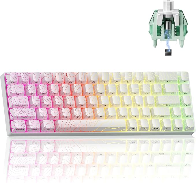 x XVX HE68 Pro Rapid Trigger Keyboard 60% PercentHall Effect Keyboard with Gateron Magnetic Jade Pro SwitchCNC Aluminum Frame Topographic Custom Mechanical Key Board for PC/Laptop/Xbox/PS4/PS5White