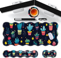 Large Gaming Mouse Pad Keyboard Wrist Rest Pad &amp Wrist Support Mousepad Set Stitched Edge Extended Non-Slip Base Memory Foam Desk Mat for Office HomeCute Cactus