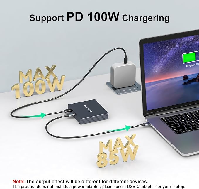 USB C to HDMI + 2 Displayport Adapter 3 Monitors 4K60Hz DP HDMI Splitter 1 in 3 Out for Extended Display with PD 100W Charging Plug &amp Play Compatible with LaptopPCUSB-C Graphics Card