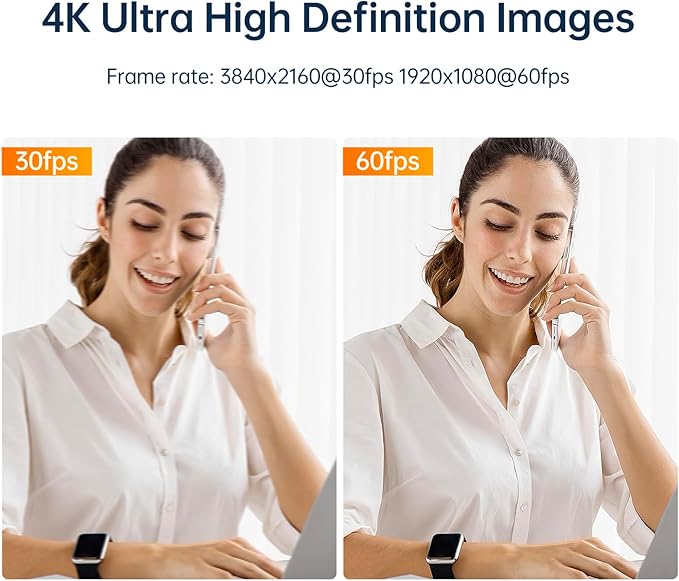 USB HD Camera 4K Optical Zoom 10X Variable Lens 5-50mm Mini 8MP Webcam with Microphones 1920x1080@60fps Manual Focus with 2 Image Formats MJPEG and YUY2 Compatible with Windows