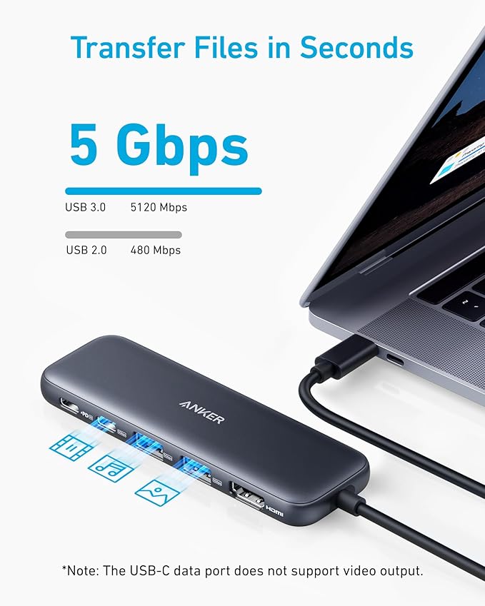 Anker HDMI Cable 8K@60Hz 6FT Ultra HD 4K@120Hz HDMI Cord USB C Hub 5-in-1 USBC to HDMI Splitter with 4K Display