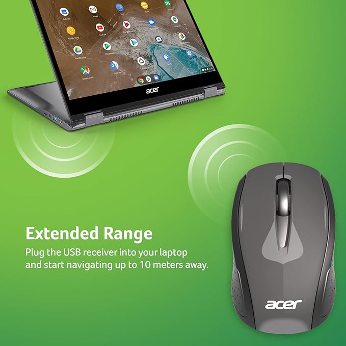 Acer RF Wireless Mouse (Gray/Black) Works with Chromebook with USB Plug and Play for Right/Left Handed Users (for Chromebooks Windows PC &amp Mac)