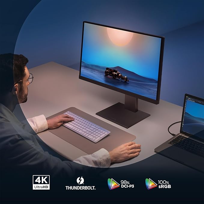 ViewSonic VP2488-4K 24 Inch 4K Mac-Ready Monitor with 100% sRGB 98% DCI-P3 Pantone Validated Advanced Ergonomics Thunderbolt 4 USB Hub HDMI and DP for Home and Office