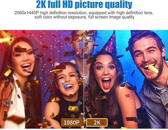 2K 1080p HD Web Camera with Microphone Driver Effortless Auto Focus for Online Teaching Video Conferencing and More