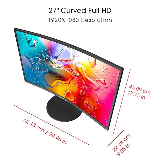 Sceptre Curved 27-inch Prime Monitor up to 100Hz 1080p HDMI x2 VGA 99% sRGB Built-in Speakers R1500 Machine Black 2025 (C275W-1920RN Series)