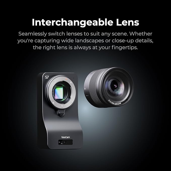 YOLOLIV YoloCam S7 4K60 Streaming Webcam with Interchangeable Lens ToF AutoFocus Software Control 4X Zoom HDR Simultaneous HDMI Out &amp USB Out(Camera Body Only)