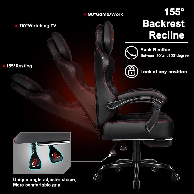 VITESSE Big and Tall Gaming Chair 400lb Weight Capacity with Footrest Ergonomic Video Game Chair for Adults with Oversized Headrest and Lumbar Pillow Computer Chair Gaming for Office
