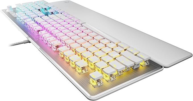 Turtle Beach Vulcan II – Full-Size PC Gaming Keyboard Titan II Mechanical Switches Customizable RGB Illuminated Keys Detachable Palm Rest Media Controls Aluminum Top Plate Numpad – White