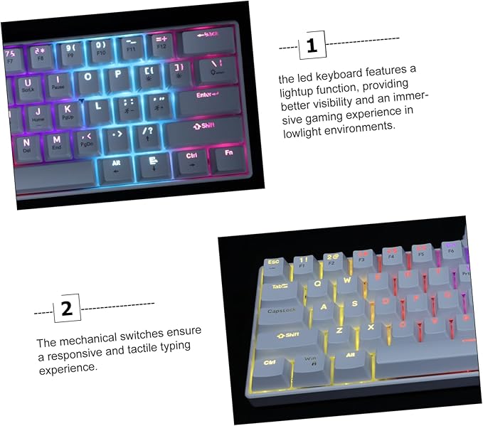 HOMSFOU RGB Backlit Mechanical Gaming Keyboard Keys Compact Wired Keyboard for Pc Laptop Ergonomic Design Portable Compatible with Various Laptops for Gamers