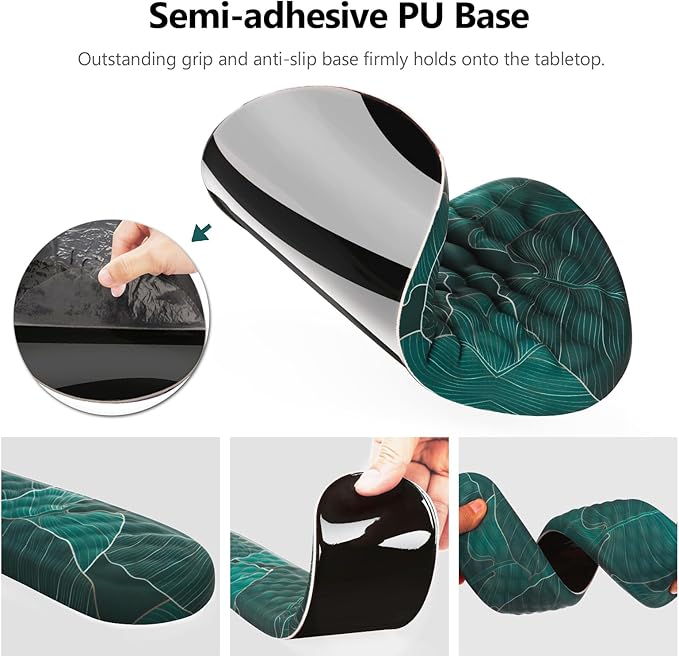 Mouse Pad Wrist Support Laokiiy 2 in1 Keyboard Wrist Rest+ Ergonomic Mouse Pad Non-Slip Wrist Rest for Computer Keyboard Made Easy Typing &amp Relieve Wrist Pain（Banana Leaf Green）