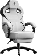 Dowinx Fabric Gaming Chair with Footrest Big and Tall Gamer Chair with Lumbar Support Wide Back Computer Chair for Heavy People Grey