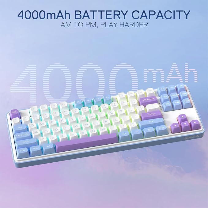 Redragon K707 PRO 80% Wireless Gasket RGB Gaming Keyboard 3-Modes 87 Keys TKL Mechanical Keyboard w/Hot-Swap Socket PBT Round Keycaps &amp 5-Layer Noise Dampening Custom Linear Switch