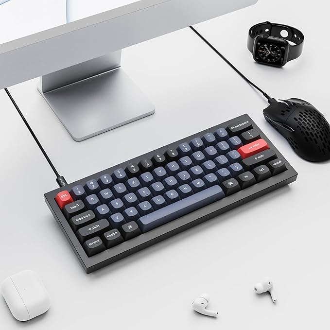 Keychron Q4 Wired Custom Mechanical Keyboard 60% Layout QMK/VIA Programmable Macro with Hot-swappable Gateron G Pro Red Switch Double Gasket Compatible with Mac Windows Linux (Black)