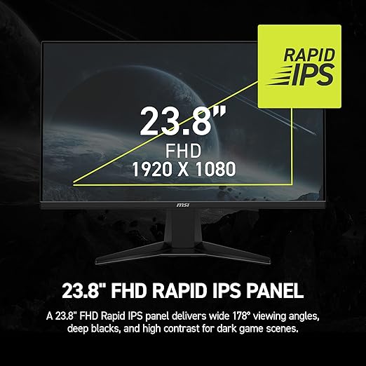 msi MAG 245F X24 24-inch 1920 x 1080 (FHD) Gaming Monitor 240Hz FreeSync Premium HDR Ready HDMI VGA Port VESA Mountable Tilt 4-Side Slim Bezel 0.5ms Black