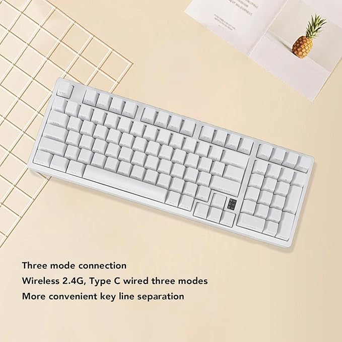 Zunate 98 Keys Mechanical Keyboard Linear Action Switch RGB Wire Less 2.4G Bluetooth 3.0 5.0 Type C Wired for Harmony OS Gaming Suitable for 10 Android and More