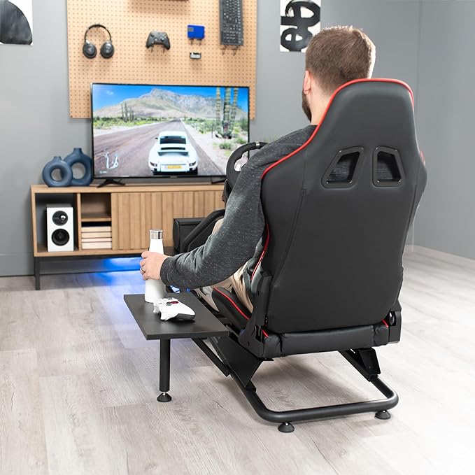 VIVO Premium Racing Simulator Cockpit with Shelf Kit Wheel Stand Gear Mount Fits Logitech Thrustmaster Fanatec Compatible with Xbox One PlayStation STAND-KIT-RACE1S