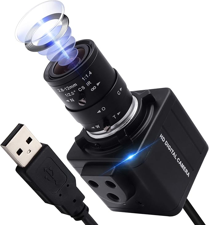 USB Camera 4K Ultra HD Mini Webcam with 2.8-12mm Optical Zoom Lens Camera High Speed USB2.0 30FPS Web Camera for MacWindowLinuxAndroid